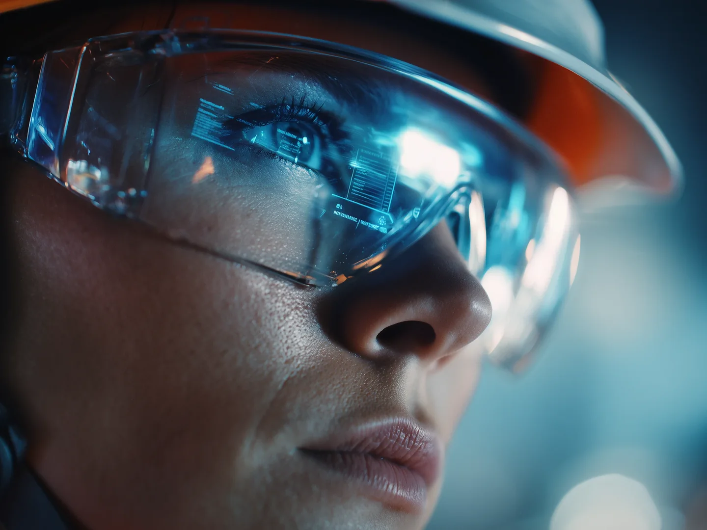 Close do olhar de uma pessoa, com reflexos de luz e informação, encerrando o filme na dimensão humana.